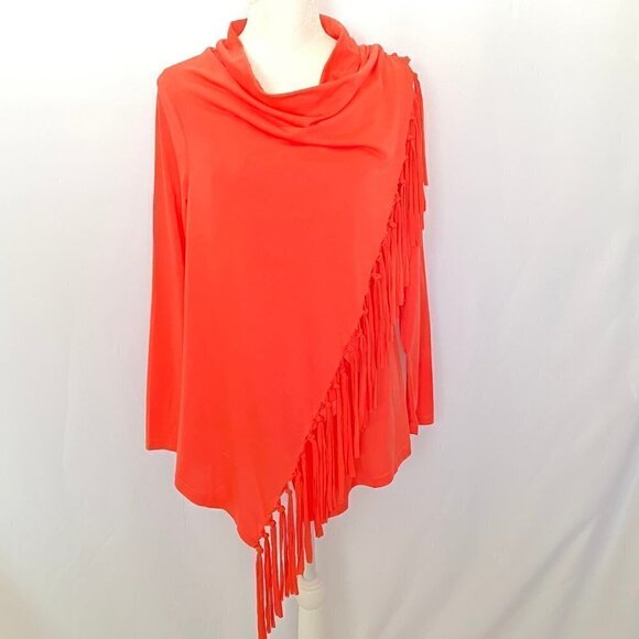 15. Heathmoor Tangerine Color Wrap Long Sleeve Blouse - Picture 1 of 9